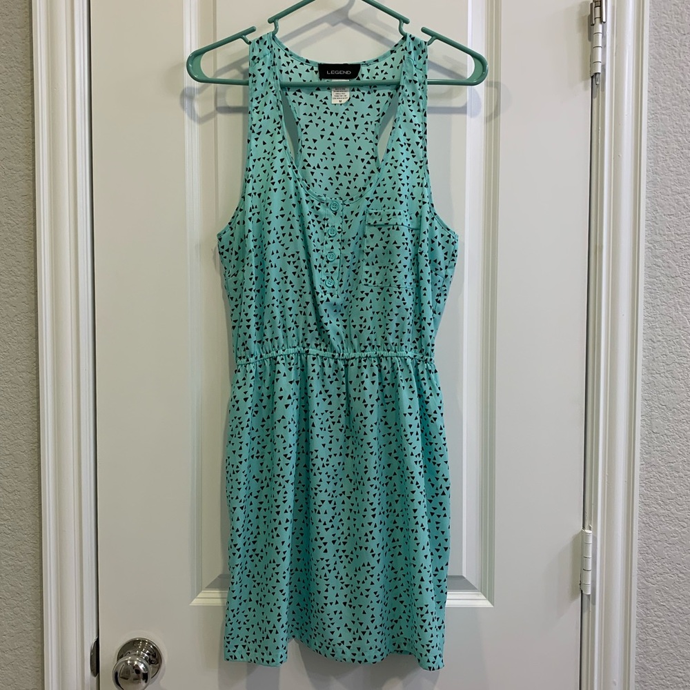 Racerback aqua & black triangle dress